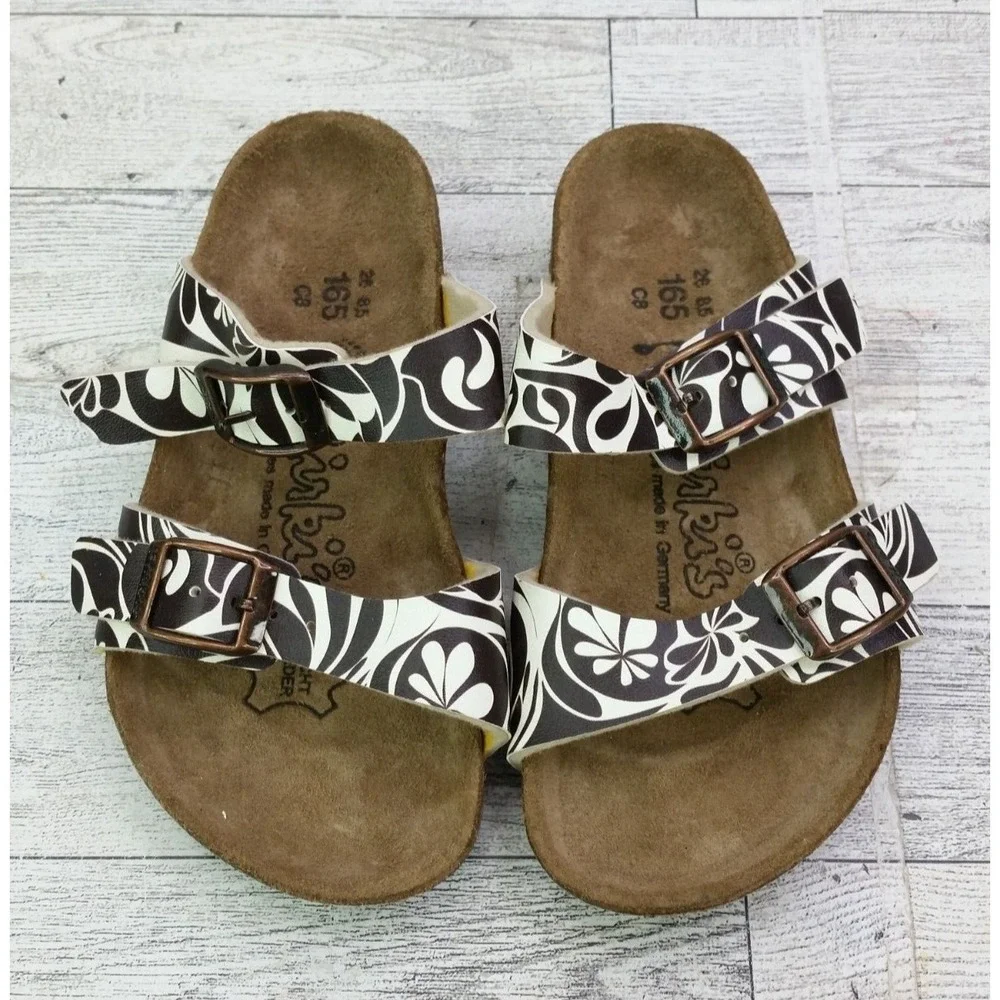 Birkenstock Girls‎ Salina Sandals Brown White Birkis Shoes Size EU 26 US 8 Kids